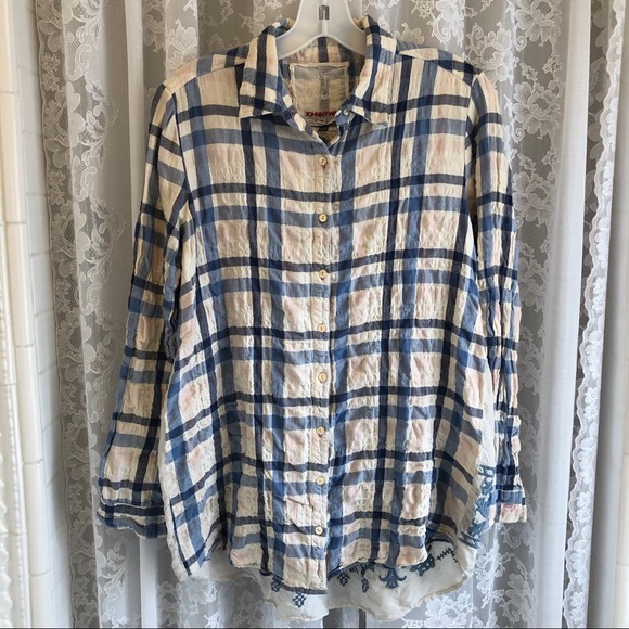 JOHNNY WAS * EUC Embroidered Silk Panel Shirt - Picture 3 of 6